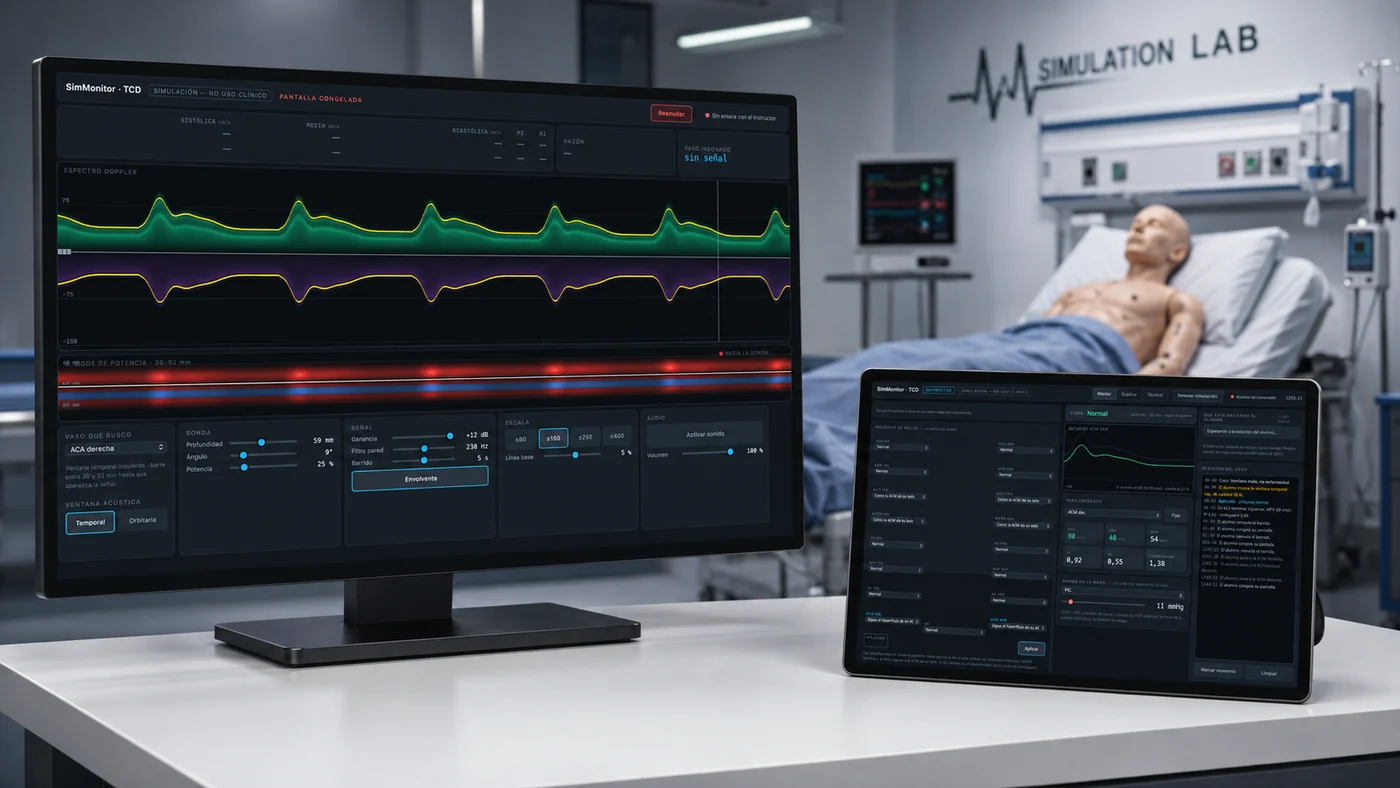 Sala de simulación clínica equipada con TCD SimMonitor